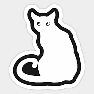 Cat White Sticker